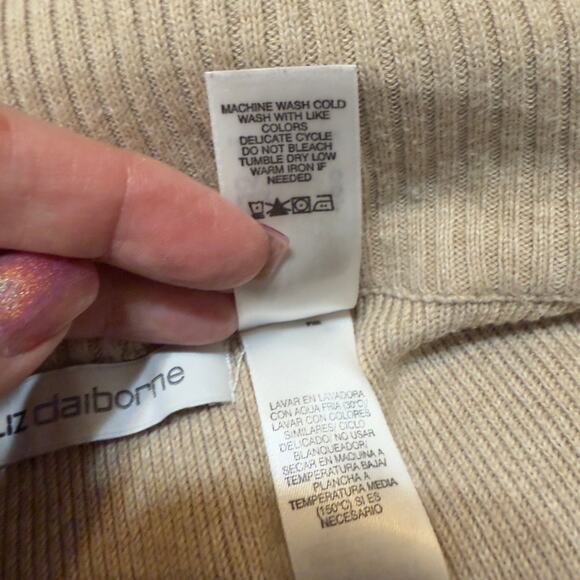 Liz Claiborne Women's Size L Beige Full Zip Collared Cardigan Sweater #3508 - Picture 8 of 8